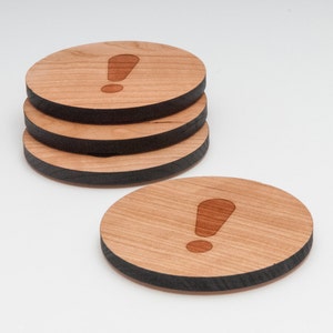 Exclamation Point Wooden Coasters Set of 4, Gifts For Him, Wedding Gifts, Groomsman Gifts, and Personalized image 2