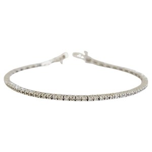 Pulsera de tenis con diamantes naturales redondos de 1,05 quilates en oro blanco de 14 quilates