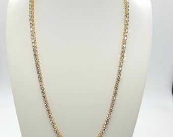 17.96 Carat Brilliant Cut Diamond Tennis Necklace 14 Karat Yellow Gold 16''