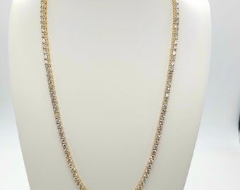 22.46 Carat Brilliant Cut Diamond Tennis Necklace 14 Karat Yellow Gold 20''