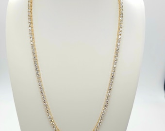 22.46 Carat Brilliant Cut Diamond Tennis Necklace 14 Karat Yellow Gold 20''