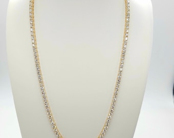 20.21 Carat Brilliant Cut Diamond Tennis Necklace 14 Karat Yellow Gold 18''