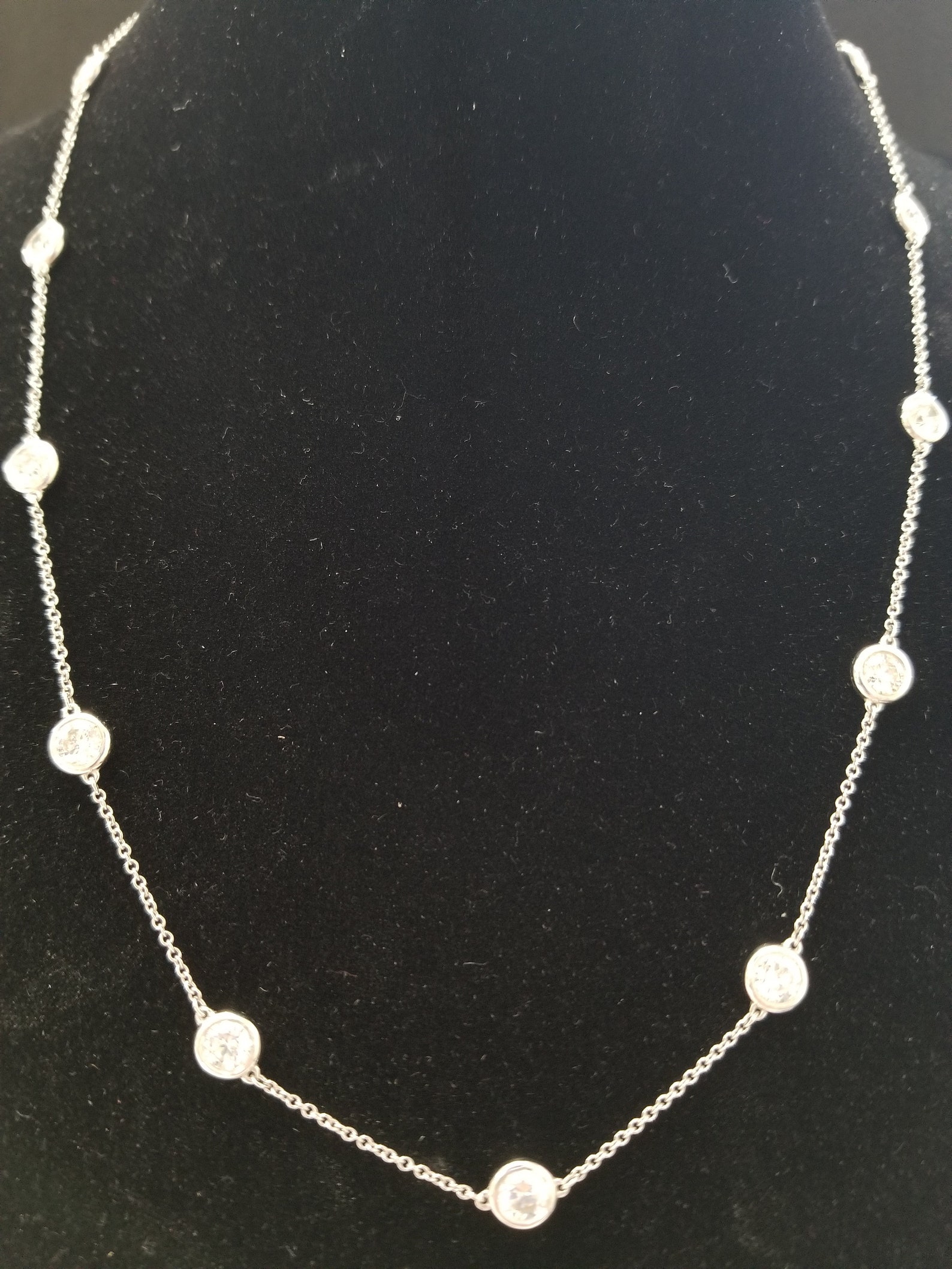 13 Station Diamond by the yard Necklace 14K White Gold 18 Inch Etsy