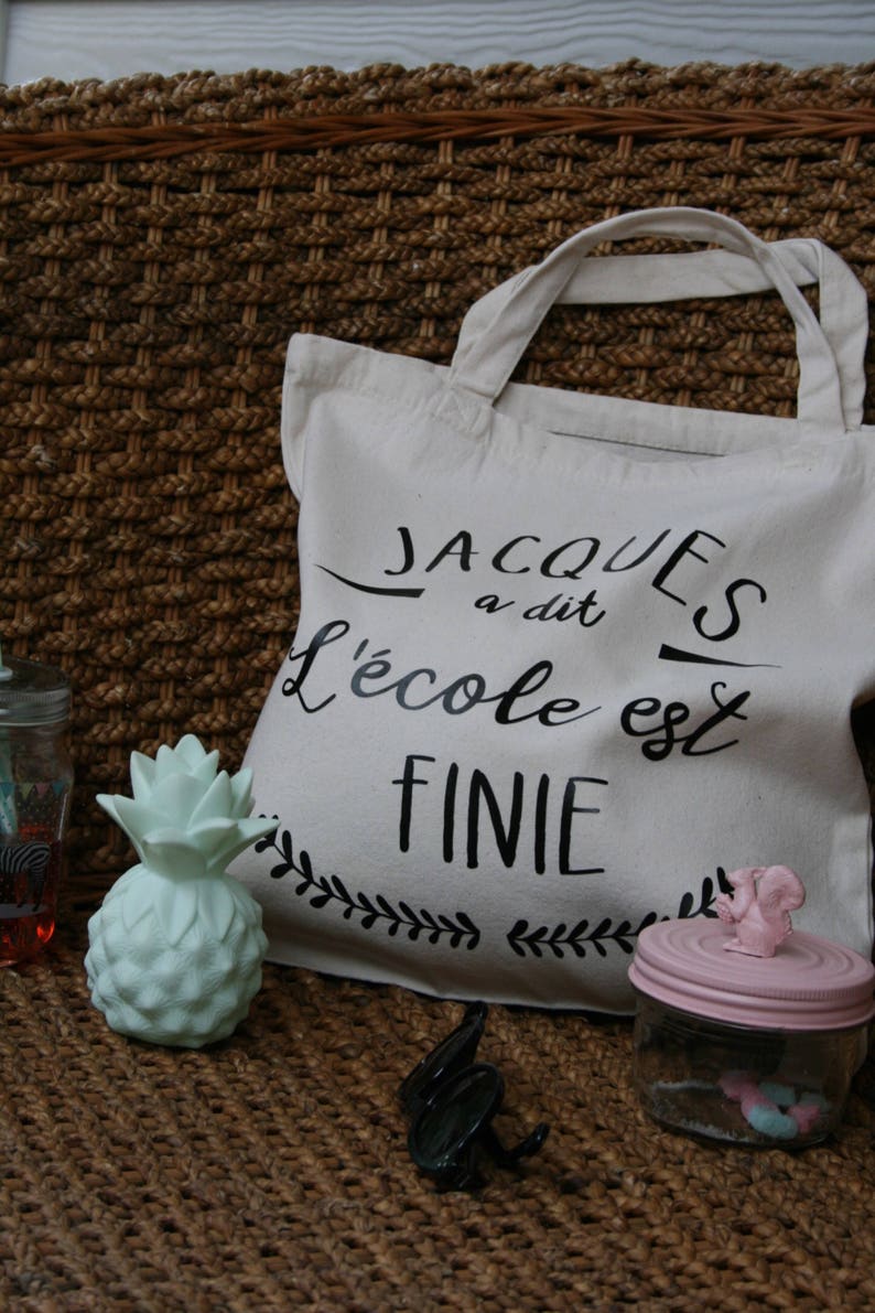 Tote-bag 100/% natural cotton gift end year message Flex school is finished