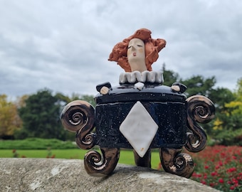 Ceramic Sculpture Keepsake Box, Handmade Jewelry Container