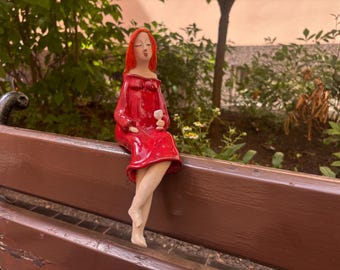 Ceramic women sculpture, ceramic woman figure, woman statue gift, ceramic home decor, hand built sculpture, Handmade Ceramic Figurine