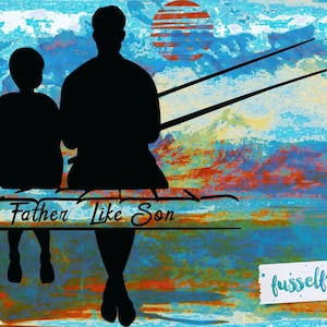 SVG DXF cutting file Father and Son Father and Daughter Fusselfreies Fishing Sea River Father's Day image 1