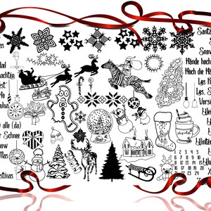 Plotterdatei Kombi-Serie Winter und Weihnachten Fusselfreies  Rentier Weihnachten Weihnachtsmann Tannenbaum Pfefferkuchen Lebkuchen Haus