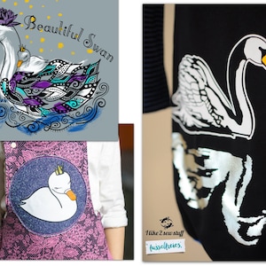 Plotter File Swan Love Acquerello Stile Lint-Free Swan Swans Ninfea