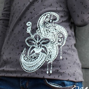 SVG DXF cut file Orchid + Blossom Fusselfreies Mandala flower ornament doodle