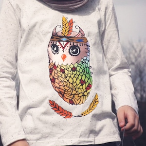 Baby Owl Boho styl DXF SVG plik plotera nie pozostawiający kłaczków