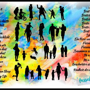 Familie Silhouetten DXF SVG Plotter File Lintvrij