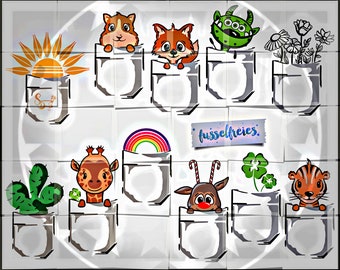 SVG DXF cut file Pocket Animals Vol4 - Hamster, Fox, Reindeer, Tiger, Giraffe, Monster by Fusselfreies