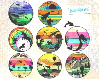 SVG DXF cut file Window To The World Vol1+ Vol2 - Dinosaurs, Tropial, Mermaid, Unicorn, Hiking, Space, Safari, Flamingo, Mountains