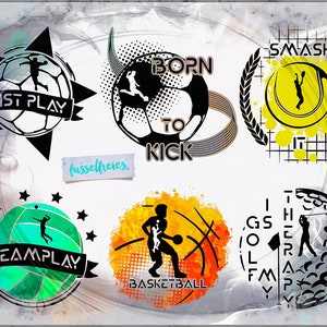 Ballsport Plotterdatei DXF SVG - Fußball, Handball, Volleyball, Basketball, Tennis, Golf von Fusselfreies