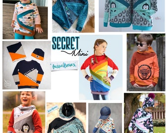 eBook " Secret mini " - Hoodie / Sweater Maat 74 - 146 digitaal patroon voor afdrukken in A4 en A0 formaat (zonder laag) zonder naad toevoegingen