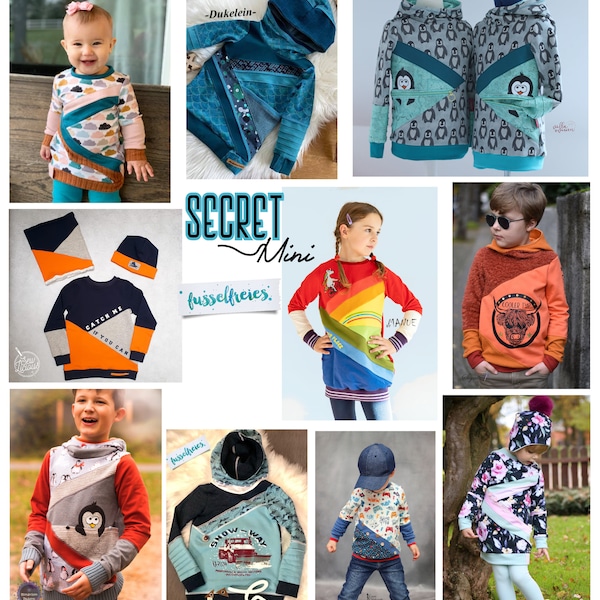 eBook " Secret mini " - Hoodie / Sweater Size 74 - 146 digital pattern for printing in A4 and A0 format (without layer) without seam additions