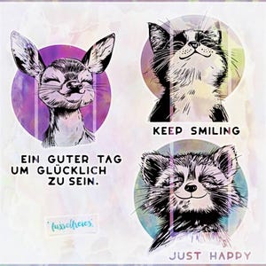 Happymals: Real - cervo sorridente, gato, arquivo de plotter de guaxinim, modelo de plotter, DXF, SVG, arquivo de laser de Fusselfreis