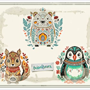 Bohomals Vol2 Skandinavien Boho Eisbär, Boho Eichhörnchen, Boho Pinguin Plotterdatei DXF SVG von Fusselfreies Bild 1