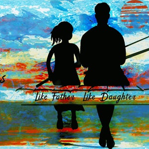 SVG DXF cutting file Father and Son Father and Daughter Fusselfreies Fishing Sea River Father's Day image 2