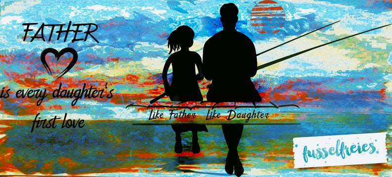 SVG DXF cutting file Father and Son Father and Daughter Fusselfreies Fishing Sea River Father's Day image 2