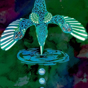 SVG DXF cut file Kingfisher Mandala Fusselfreies