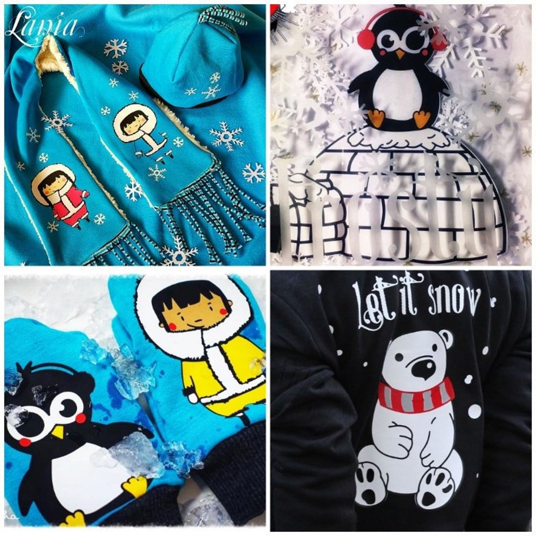 SVG DXF Cut File Set ICEWORLD Penguin Icebear Eskimo Igloo - Etsy