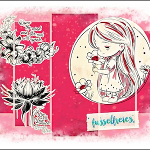 Bloemenmeisje Vol3 (Flower Girl) Plotter File DXF SVG - Woman / Girl Portrait with Flowers / Blossoms Ontwerp door Fusselfreie