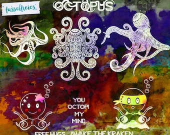 SVG DXF cut file set Octopus Fusselfreies