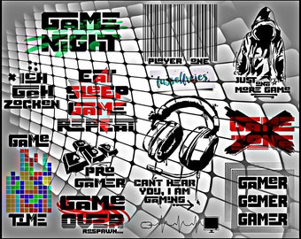SVG DXF cut file Gaming - Gamer, Game over, Headphones by Fusselfreies