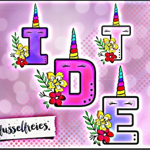DXF SVG cut file Unicorn ABC - Alphabet by Fusselfreies