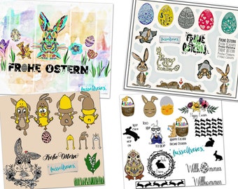 Megapack Easter - Easter Designs 2016, 2017, 2018, 2020 and 2021 DXF SVG Plotter File Rabbit Bunny Easter Bunny Chicks Easter Basket HipHop, Eggs