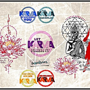 Plotterdatei Kombi-Serie Buddha VOL1 + VOL2  Lotusblüte Karma Yin Yang Fusselfreies