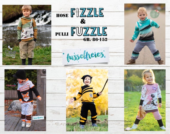 Kombi eBook FIZZLE & FUZZLE Kinder Hoodie Pulli Longpulli Hose Knickerbocker Unisex Gr. 86 - 152 im A4 / A0 Format (ohne Layer) ohne NZ