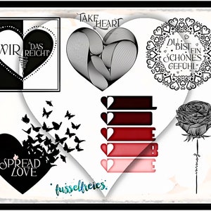 Valentine's Love Vol5 - Plotter File DXF SVG - Valentijnsdag, Liefde, Hart, Rose Lint Gratis