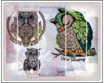 SVG DXF cut file Boho Owls Vol2 by Fusselfreies