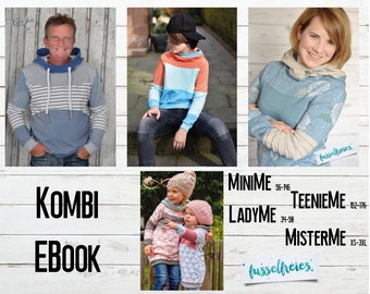 Combi eBook ME FAMILY MisterMe + LadyMe + MiniMe + TeenieMe - Hoodie / Sweater Maat 56-176 34-50 en XS - 3XL A4 en A0 Formaat zonderNZ