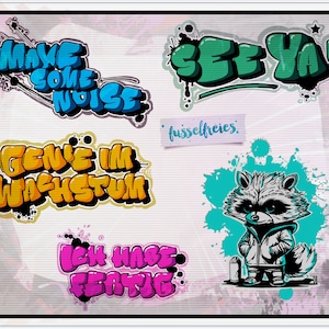 Fichier de traceur de graffitis et de pulvérisation de raton laveur Modèle de traceur DXF SVG Non pelucheux