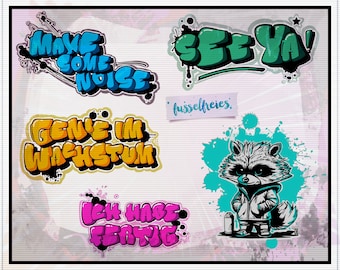 DXF SVG Graffiti Phrases & Raccoon by Fusselfreies