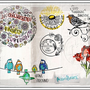 Plotter File Series Vintage Bloemen + Vogels Vol2 Lint Gratis Bloemen Rozen Tulpen Robin Sun
