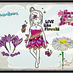 Plotter File Series Vintage Bloemen + Flower Girl Vol3 Lint Gratis Bloemen Crocus Madeliefjes