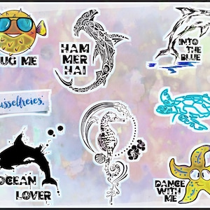 Plotterdatei Under the sea VOL6 DXF SVG - Delfin, Orca, Hammerhai, Seeschildkröte, Kugelfisch, Seepferdchen, Seestern von Fusselfreies