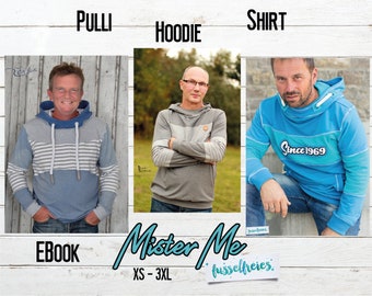 eBook Herren Schnittmuster MisterMe Hoodie / Pulli / T-Shirt Gr. XS - 3XL zum Druck im A4 und A0 Format (ohne Layer) ohne Nahtzugabe