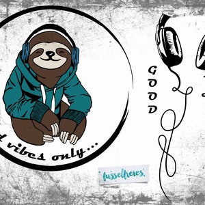 SVG DXF cut file Sloth headphones Fusselfreies image 1