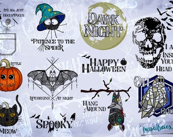 SVG DXF Spooky Halloween 2019 Vol4 - Skull, Bat, Pumpkin, Skeleton, Ghost, Spider, Moon, Voodoo by Fusselfreies