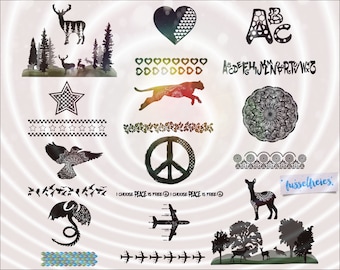 SVG DXF Edgings- Deer, Dragon, Planes, Leopard, Peace Sign, Birds, ABC Hearts, Stars, Mandala by Fusselfreies