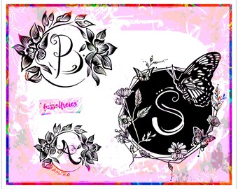 Florales ABC Vol2 - Blumen Alphabet Monogramm Plotterdatei Plottervorlage DXF SVG von Fusselfreies