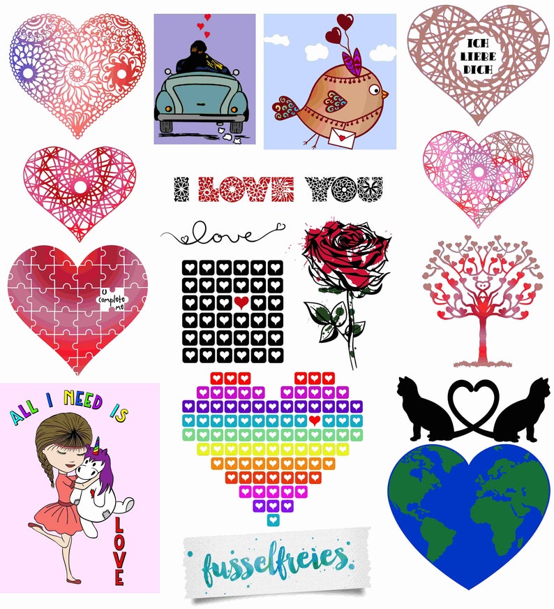 Plotter File Series Valentine's Love 18 Designs Lint-Free Valentine's Day Love Flower Rose image 1