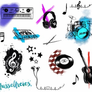 Plotter File Series Music Love Lint Free Guitar Drums Earphone Keyboard Cassette Record Drums