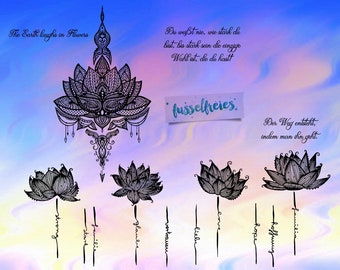 SVG DXF cut file Lotus flowers Fusselfreies Lotus Flower